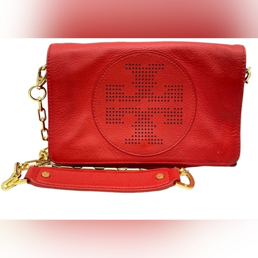Tory Burch Designer Kipp Crossbody Purse Handbag Bright Red